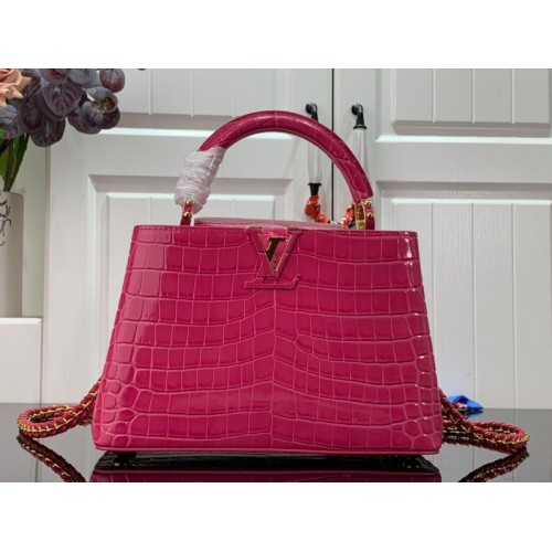 Louis Vuitton Hot Pink Crocodile Capucines PM