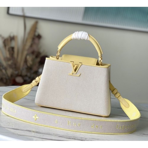 Louis Vuitton Capucines BB ecru canvas yellow bag