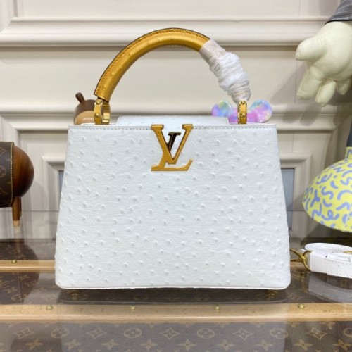 Louis Vuitton Capucines White Ostrich leather bag