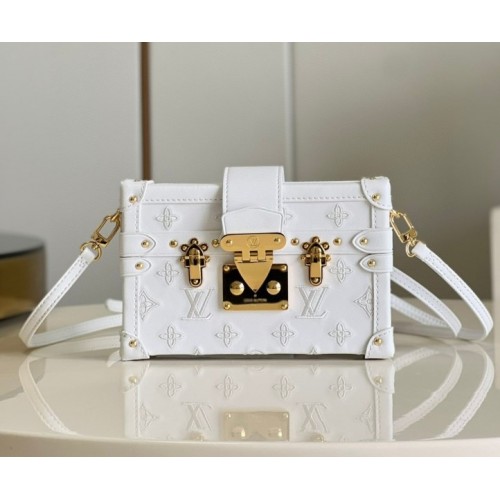 Louis Vuitton Petite Malle white calfskin leather bag