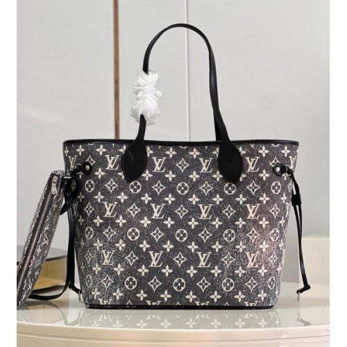 Louis Vuitton Neverfull Gray Denim MM Bag