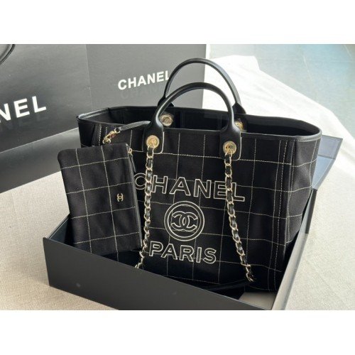 Chanel 2023 Maxi Shopping Tote Black Bag