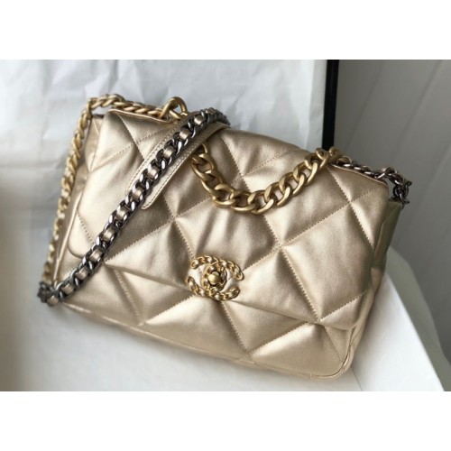 Chanel 19 golden leather large bag