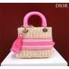 Dior lady raffia medium pink bag