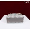Dior Small Lady Dior Gray Satin with Bead Embroidery Bag