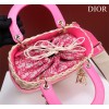 Dior lady raffia medium pink bag