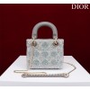 Dior Small Lady Dior Gray Satin with Bead Embroidery Bag