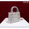 Dior Small Lady Dior Gray Satin with Bead Embroidery Bag