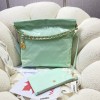 Chanel blue mint leather tote shopping medium bag