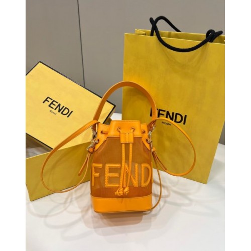 Fendi MON TRESOR net orange leather bag