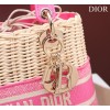 Dior lady raffia medium pink bag