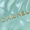 Chanel blue mint leather tote shopping medium bag