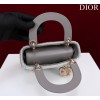 Dior Small Lady Dior Gray Satin with Bead Embroidery Bag