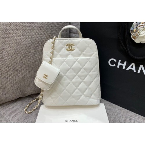 Chane white lampskin backpack