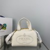 Small leather top-handle white bag