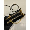 Prada black shearling & saffiano leather mini-pouch