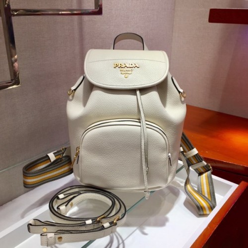 Prada Daino white leather backpack