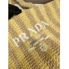 Prada large pink raffia tote bag