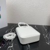 Prada Logo Plaque Small Tote In White