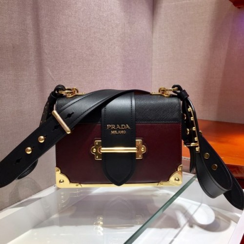 Prada Cahier black & red leather shoulder bag 1BD045