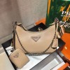 Prada Re-Edition 2005 Saffiano beige leather bag - silver 1BH204