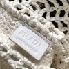 Prada small logo raffia tote white