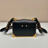 Prada Cahier black leather shoulder bag 1BD045