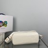 Small leather top-handle white bag