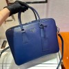 Prada Briefcase Saffiano Blue Leather Work Bag
