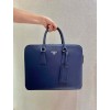 Prada Briefcase Saffiano Blue Leather Work Bag