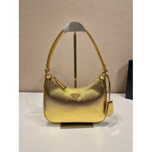 Prada Saffiano Gold Leather Mini Shoulder Bag