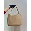 Prada medium logo-plaque beige tote bag