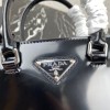 Prada Logo Plaque Small Tote In Black