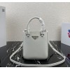 Prada Logo Plaque Small Tote In White