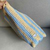 Prada large blue raffia tote bag