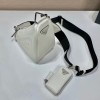 Prada Triangle White Leather Shoulder Bag