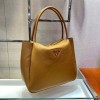 Prada medium logo-plaque brown tote bag