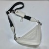 Prada Triangle White Leather Shoulder Bag
