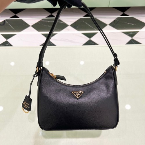 Prada Saffiano Black Leather Shoulder Bag