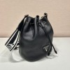Prada black leather bucket bag