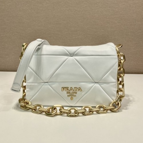 Prada System Nappa Patchwork White Shoulder Bag
