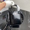 Prada Logo Plaque Small Tote In Black