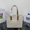 Prada linen blend and leather tote bag BG356