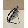 PRADA Crystal-embellished satin black shoulder bag