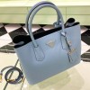 Prada Light Blue Saffiano Leather Small Galleria Tote Bag