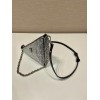 PRADA Crystal-embellished satin black shoulder bag