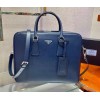 Prada Briefcase Saffiano Blue Leather Work Bag