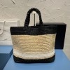 Prada large 2 tone raffia tote bag