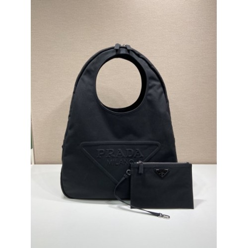 Prada black canvas hobo bag