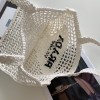 Prada small logo raffia tote white